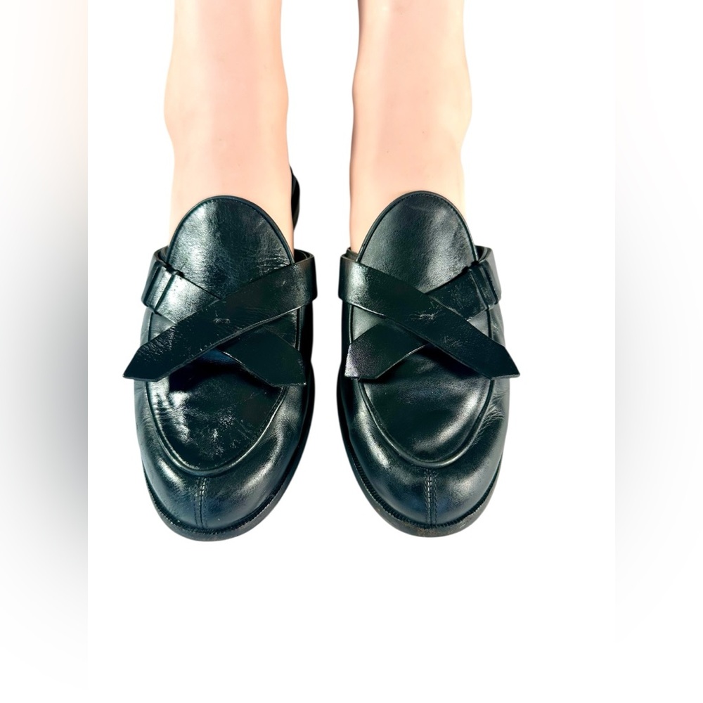 Frame Denim Le Willoughby Black Leather Slide/ Mules US 7.5
